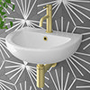 Anzio Round Ceramic Wall Hung Cloakroom Basin (455mm Wide - 1 Tap Hole) profile small image view 1 
