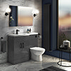 Apollo2 1100 Gloss Grey Combination Furniture Pack (excl. Pan + Cistern) w. Matt Black Handles profile small image view 1 