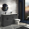 Apollo2 1500 Gloss Grey Combination Furniture Pack (excl. Pan + Cistern) w. Matt Black Handles profile small image view 1 