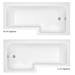 Apollo2 Shower Bath - 1700mm L Shaped with Screen + Gloss Grey Panel profile small image view 2 
