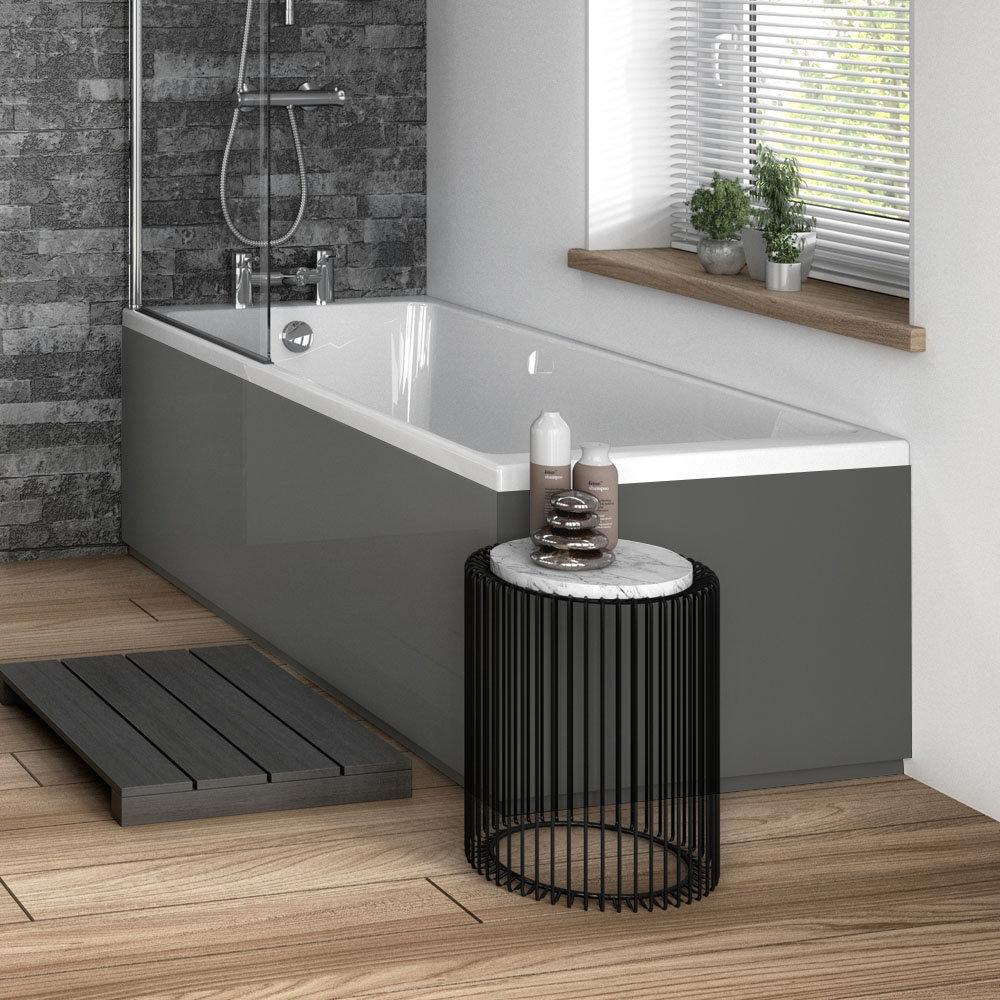 Apollo2 Gloss Grey 750 End Straight Bath Panel Victorian Plumbing UK