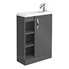 Apollo2 605mm Gloss Grey Open Shelf Compact Floor Standing Vanity Unit profile small image view 1 