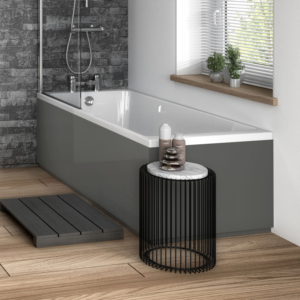 Apollo2 Single Ended Bath + Gloss Grey Panels Victorian Plumbing UK