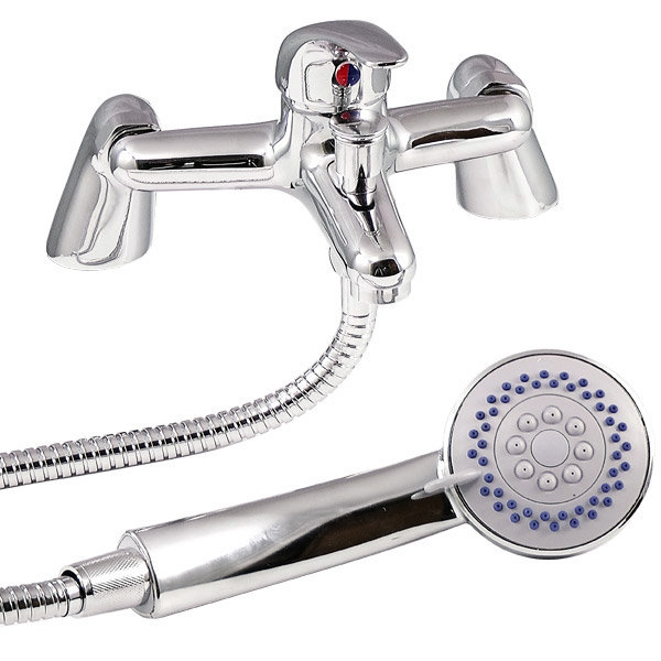 Apollo Lever Bath Shower Mixer Tap with Adjustable Riser Rail Kit at