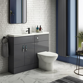 Apollo2 1100mm Gloss Grey Slimline Combination Furniture Pack (Excludes Pan + Cistern)