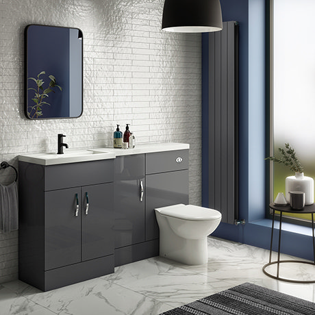 Apollo2 1500mm Gloss Grey Combination Furniture Pack (Excludes Pan + Cistern)