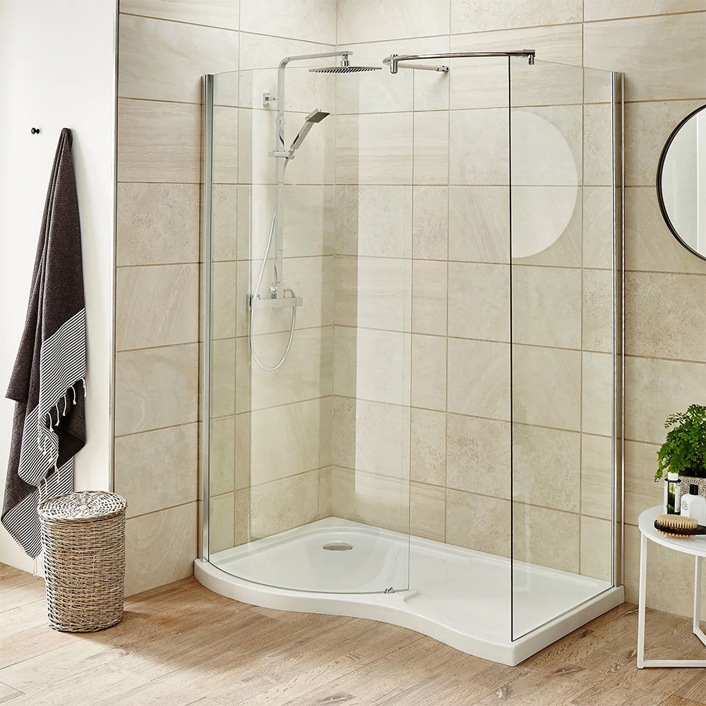 Nuie Pacific Curved Walk In Shower Enclosure (Inc. Tray) at Victorian