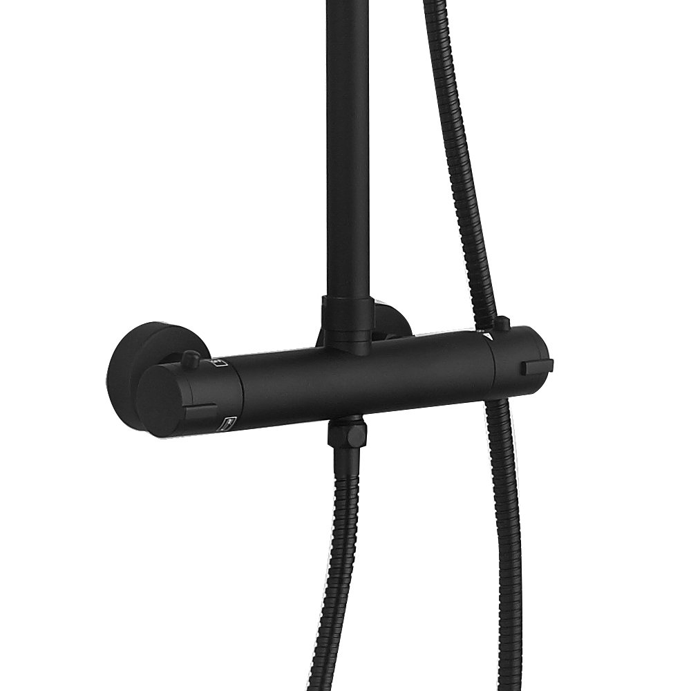 Arezzo Modern Round Thermostatic Shower Matt Black Victorian