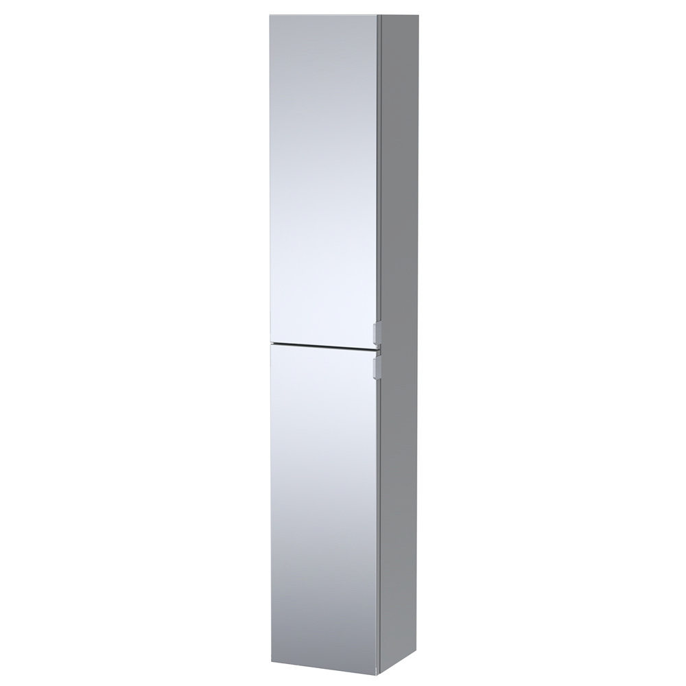 Arezzo Matt Grey Mirrored Wall Hung Tall Storage with Chrome