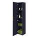 Arezzo Matt Blue Mirrored Wall Hung Tall Storage Cabinet with Brushed Brass Handles profile small image view 3 