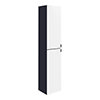 Arezzo Matt Blue Mirrored Wall Hung Tall Storage Cabinet with Chrome Handles profile small image view 1 