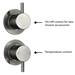 Arezzo Gunmetal Grey Concealed Individual Diverter + Thermostatic Control Valve with Handset + Wall Mounted Shower Head profile small image view 6 
