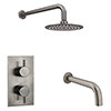 Arezzo Gunmetal Grey Shower Set (Fixed Round Shower Head + Bath Spout) profile small image view 1 