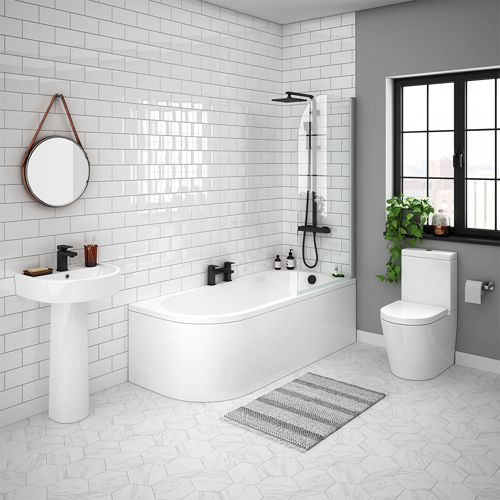 Arezzo Modern 1700 Shower Bath Suite Victorian Plumbing UK