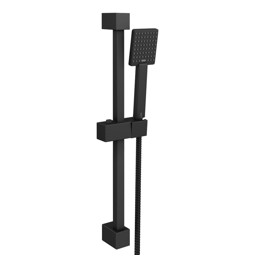 Arezzo Matt Black Square Slide Rail Kit Victorian Plumbing UK