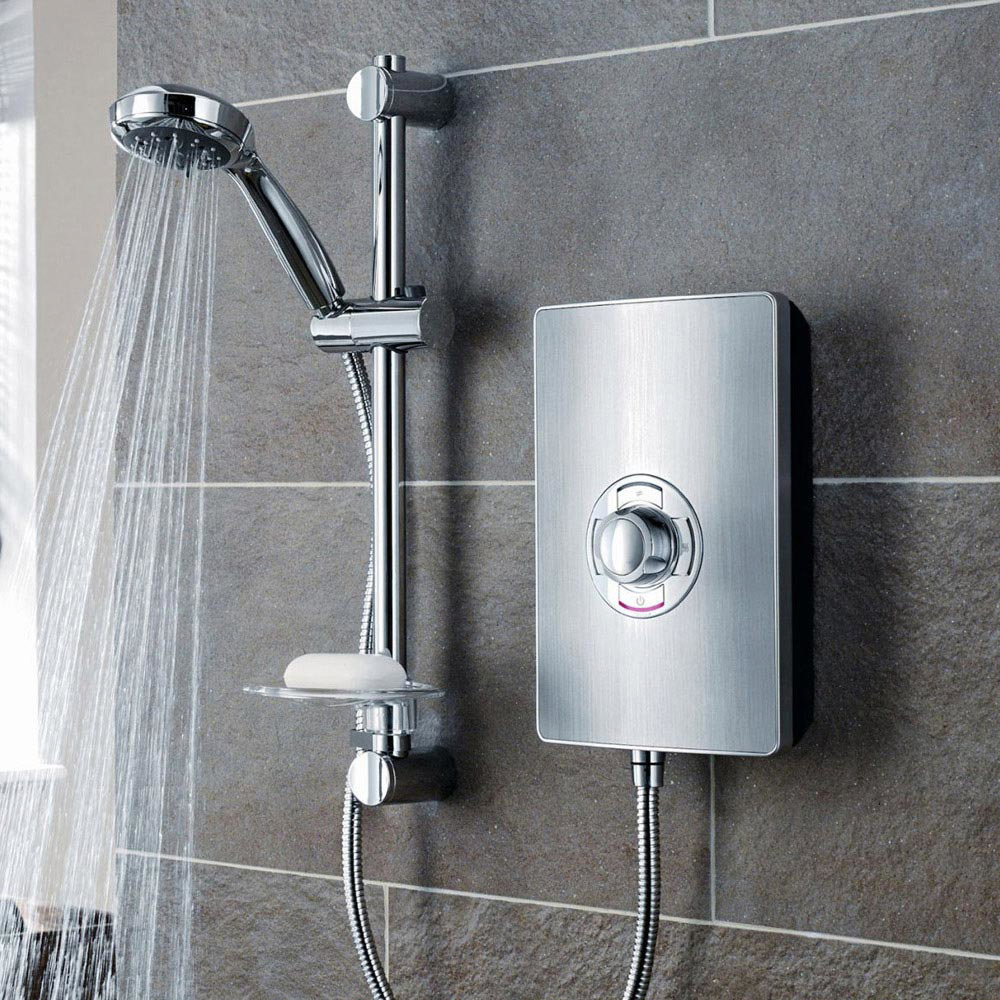 Triton Aspirante 8.5kW Electric Shower - Brushed Steel - ASP08BRSTL ...