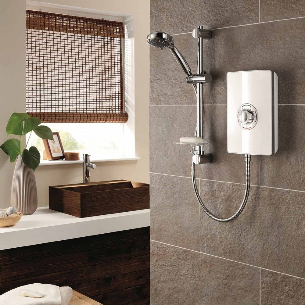 Triton Aspirante 9.5kw Electric Shower White Gloss ASP09GSWHT at