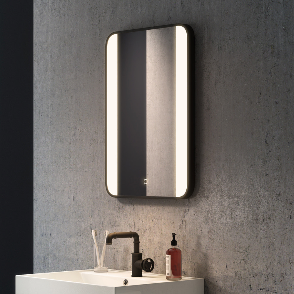 Arezzo Matt Black 500 X 700mm, Rectangular Vanity Mirror With Lights