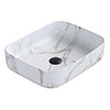 Arezzo 500 x 390mm Curved Rectangular Counter Top Basin - Gloss White Marble Effect profile small image view 1 