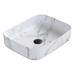 Arezzo 500 x 390mm Curved Rectangular Counter Top Basin - Gloss White Marble Effect profile small image view 2 