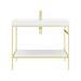Arezzo 1000 Brushed Brass Framed Washstand with Gloss White Open Shelf and Basin profile small image view 4 
