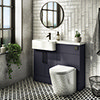 Arezzo 1000 Matt Blue Semi-Recessed Round Combination Vanity Unit (Matt Black Flush & Handles) profile small image view 1 
