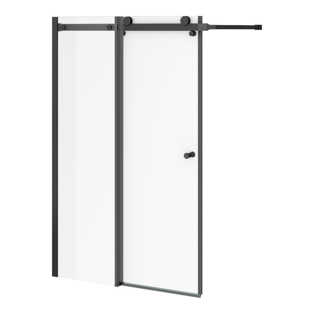 Arezzo Matt Black Sliding Bath Screen (W1000 x H1500) Victorian