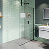 Arezzo Square Matt Black Frameless 10mm Wetroom Screen with Ceiling Arm profile small image view 1 