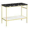 Arezzo 1010 Black Marble Effect Worktop with Brushed Brass Framed Washstand profile small image view 1 
