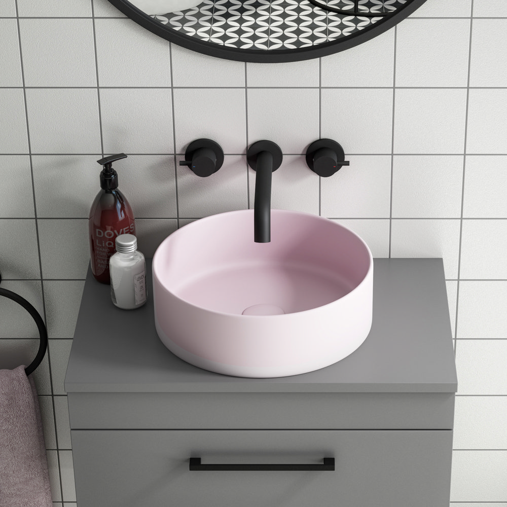 Arezzo 352mm Matt Pink Round Counter Top Basin Victorian Plumbing Uk