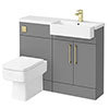 Arezzo 1100 Matt Grey Semi-Recessed Square Combination Vanity Unit (Brushed Brass Flush & Handles) profile small image view 1 