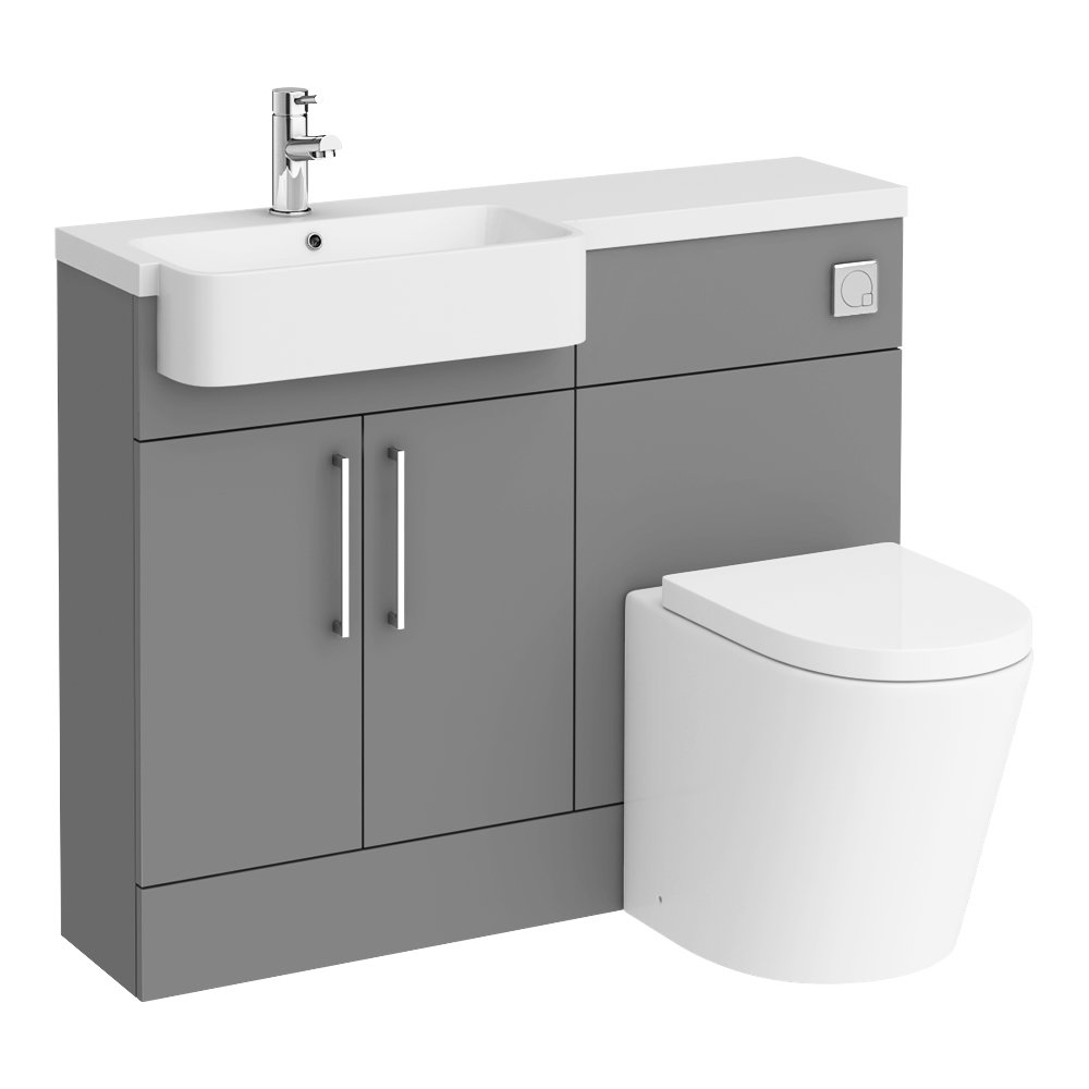 Arezzo 1100 Matt Grey SemiRecessed Round Combination Vanity Unit