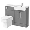 Arezzo 1100 Matt Grey Semi-Recessed Square Combination Vanity Unit (Chrome Flush & Handles) profile small image view 1 