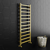 Arezzo Cube Brushed Brass 1200 x 500 Heated Towel Rail profile small image view 1 