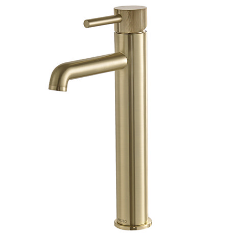 Arezzo Fluted Round Brushed Brass High Rise Mono Basin Mixer Tap