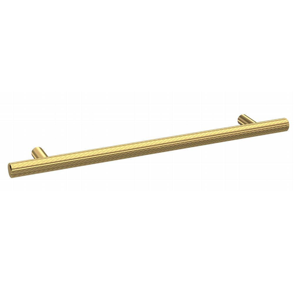 1 x Arezzo Industrial Style Knurled &#39;T&#39; Bar Brushed Brass Handle (192mm Centres)