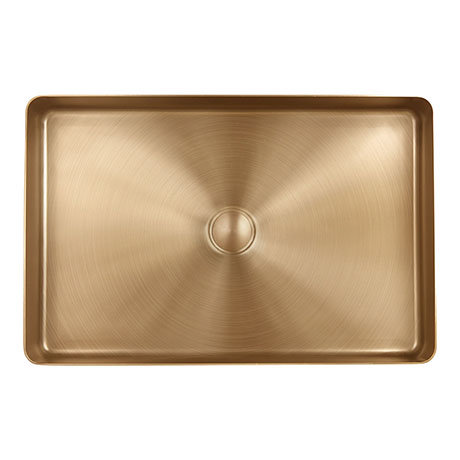 Arezzo Brushed Brass 340 x 520mm Rectangular Stainless Steel Counter Top Basin + Waste