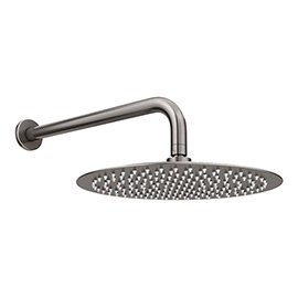 Arezzo Round 300mm Brushed Gunmetal Grey Fixed Shower Head + Wall Mounted Arm