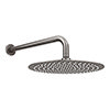 Arezzo Round 300mm Brushed Gunmetal Grey Fixed Shower Head + Wall Mounted Arm profile small image view 1 