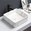 Arezzo 405 x 405mm Square Counter Top Basin - Matt White Marble Effect profile small image view 1 