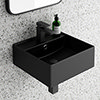 Arezzo 405mm Matt Black Square Wall Mounted / Counter Top Basin profile small image view 1 
