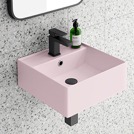 Arezzo 405mm Matt Pink Square Wall Mounted / Counter Top Basin