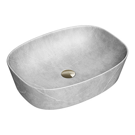 Arezzo 505 x 385mm Curved Rectangular Counter Top Basin - Light Grey Marble Effect