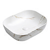 Arezzo 505 x 405mm Curved Rectangular Counter Top Basin - Matt White Marble Effect profile small image view 1 