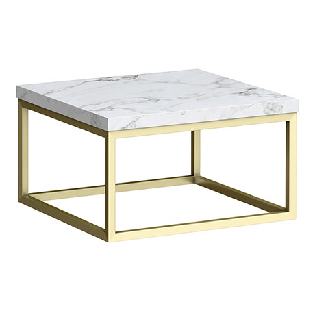 Arezzo 500 White Marble Effect Worktop with Brushed Brass Towel Rail Frame