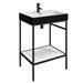 Arezzo 600 Matt Black Framed Washstand with Gloss White Open Shelf and Gloss Black Basin profile small image view 2 