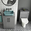 Arezzo 600 Grey Floor Standing Unit with Green Rectangular Counter Top Basin + Toilet Pack profile small image view 1 