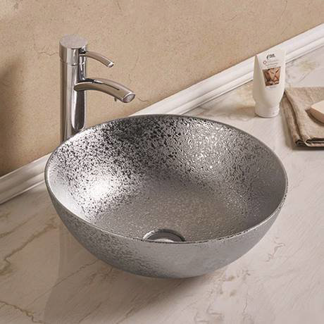 Arezzo Round 410mm Silver Mottled Design Ceramic Counter Top Basin ...