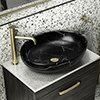 Arezzo 520 x 395mm Curved Oval Counter Top Basin - Matt Black Marble Effect profile small image view 1 