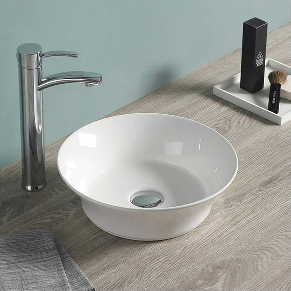 Arezzo Round 355mm Modern Counter Top Basin | Victorian Plumbing UK